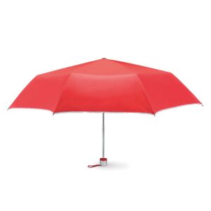 Piros összecsukható esernyő ezüst szegéllyel, nyitott állapotban - Esernyő