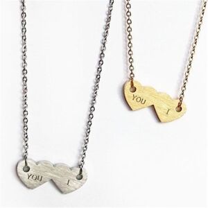 Flamenco Mystique You & I náhrdelník z chirurgickej ocele, strieborný, dĺžka 45 cm, prívesok srdce - Dámske doplnky