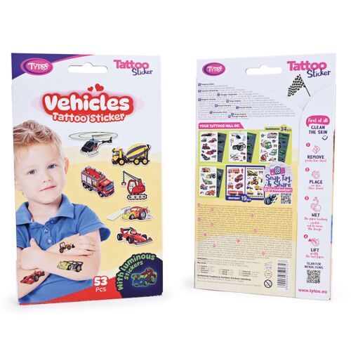 Járművek tetoválás matrica szett - 53 db / csomag 139905697