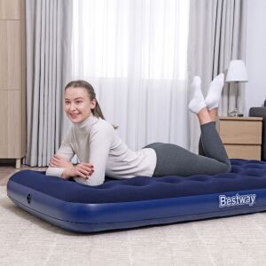 Felfújható matrac - egyszemélyes, velúr - kék - 188 x 99 x 22 cm 139911017 - Kempingezés & Túrázás