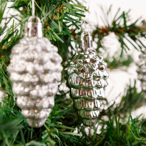 Karácsonyfadísz szett - ezüst toboz - 6 cm - 6 db / szett 139911307