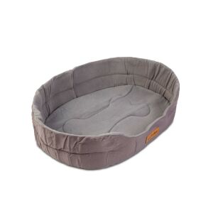 Szürke Kutyafekhely kutyafekhely csont mintával, ferde nézet - Kutyafekhely