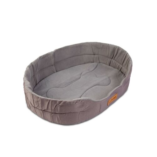 Szürke Kutyafekhely kutyafekhely csont mintával, ferde nézet