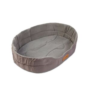 Szürke ovális kutyafekhely csont alakú párnával, 50x40x11 cm - Kutyafekhely
