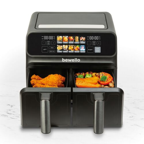 Olaj nélküli fritőz - XXL - 230V - 2200W - dupla kosár, színes érintőkijelző - 4+4 L 139912019