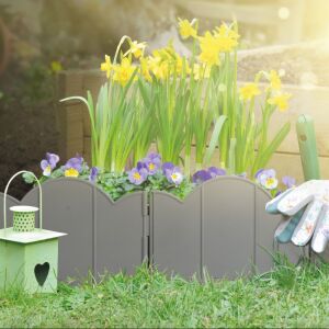 Virágágyás szegély / kerítés - 20 x 17,5 cm - szürke - 12 db / csomag 139914454 - Ágyásszegély