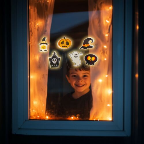 Halloween-i LED ablakdekor - gél - többféle forma - 85 cm 139915237