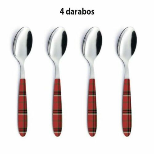 Karácsonyi evőeszköz - leveseskanál szett - piros kockás - 4 darabos