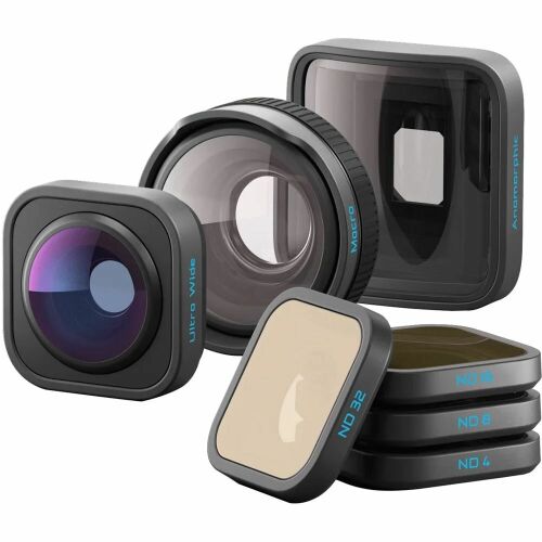 Set obiective GoPro HB pentru camera HERO13, ultra-wide, macro, anamorfic, filtre ND, rezistent la apa