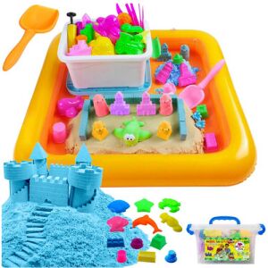 Set de nisip kinetic cu cutie de nisip gonflabilă, forme și unelte - Jocuri si jucarii creative