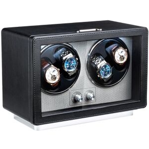 iUni Rotomat na 4 Zegarki Automatyczne, Retro Watch Winder, Skóra Ekologiczna, Czarny 139921429 - Opatrunek dodatkowy