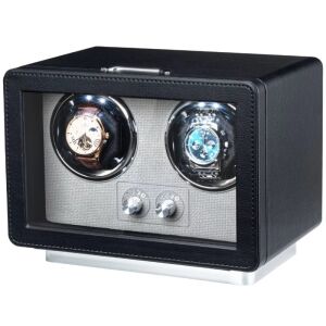 iUni Rotomat na 2 Zegarki Automatyczne, Retro Watch Winder, Skóra Ekologiczna, Czarny 139921455 - IUni
