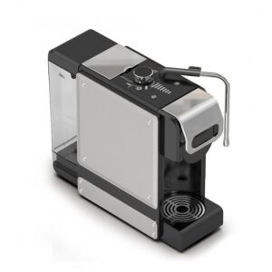 Szögletes nézet az Oliver Voltz OV51171N8M multi-kapszulás eszpresszó kávéfőzőről tejhabosítóval - Kapszulás és Párnás kávéfőző
