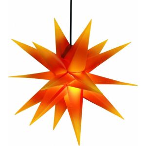 Stea de Crăciun Erwey cu 18 colțuri, roșu și galben, iluminată - Decoratiuni de Craciun exterioare