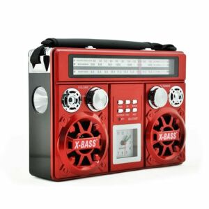 Hordozható rádió, Bluetooth, AM/FM, USB csatlakozás, Retro, memóriakártya, piros