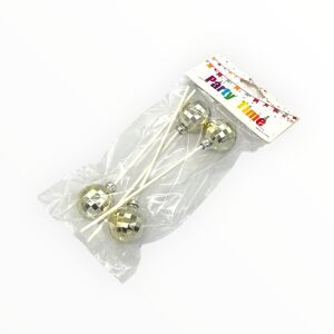 Torta beszúró, discogömb, 3cm, ezüst, 4db