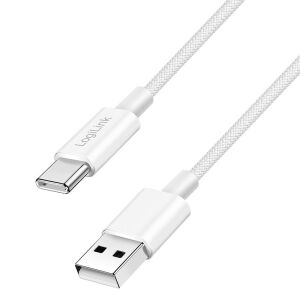 Logilink USB-C to USB-A cable, white nylon braided, 0.5m - Computers and Accessory