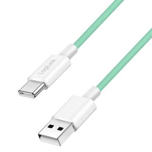 Logilink USB-C to USB-A cable, green nylon braided, 0.5m - Data Cable