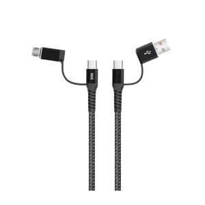 Well Cable-USBC/USBC/U-1GY02-WL 4 in1 kábel rapid széria MicroUSB+Lightning+C-típ 3A 1 m fekete 139935173 - Adatkábel