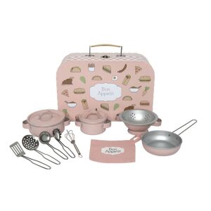 Konyhai készlet böröndbe csomagolva, pasztell rózsaszín Jabadabado