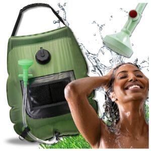 Napelemes kempingzuhany, 20 literes, hordozható víztartály, kempingezéshez