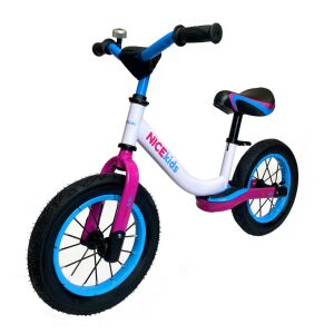 Gyerek futóbicikli szabadidős és sportoláshoz 12' NICEkids, fehér/kék