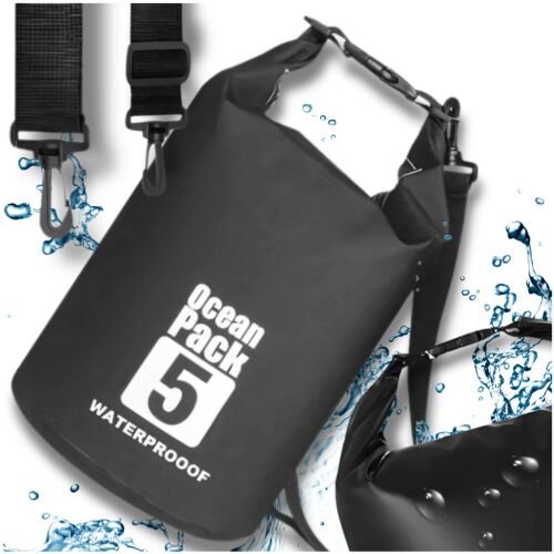 5 literes vízálló táska, hátizsák kajakozáshoz, túrázáshoz, fekete 139941966