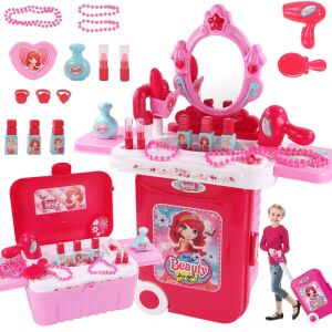 Lány fésülködőasztal nagy LED-es tükrös bőrönddel