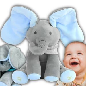 Interaktív plüss elefánt Koo-koo, énekel és beszél, kék