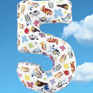 Balon folie Bluey Numărul 5, 66 cm, Decoratiune aniversare - Baloane