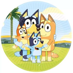 Papierové taniere na párty Bluey, 23 cm, balenie 8 kusov, s rodinou Bluey - Jednorazové taniere