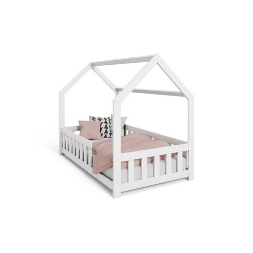 DUBI Weißes Hausbett 160x80 für Kinder