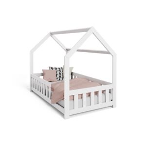 Łóżko domek DUBI białe 160x80 dla dzieci - Stolik dziecięcy, krzesło, Wykonawca kuchni dla dzieci, Biurko dla młodzieży i Łóżko młodzieżowe