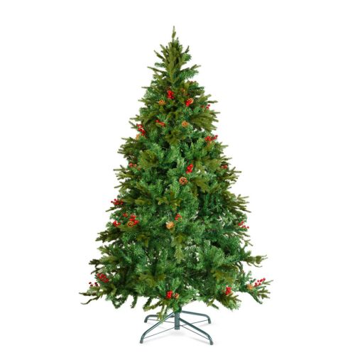 210 cm-es műfenyő piros bogyókkal