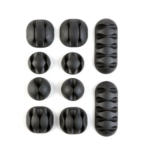 Vezeték rögzítő szett - öntapadós - fekete - 10 db / csomag 139952246