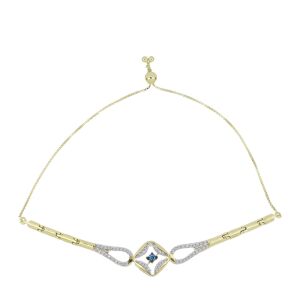 Arannyal Bevont Ezüst Karkötő Kék Táncoló Gyémánttal és Fehér Topázzal, Y61242 139957287 - Női kiegészítő