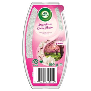 Air Wick Магнолия & Cherry Blossom Ароматизиращ гел 150g, неутрализира миризмите и освежава, трае до 4 седмици - Парфюмерия
