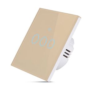 Zadabso® Smart WiFi intelligens kapcsoló érintéssel, 3 csatornás, üveggel védett, Tuya/Smart Life, Alexa és Google kompatibilis, RF 433MHz, időzítő, Arany