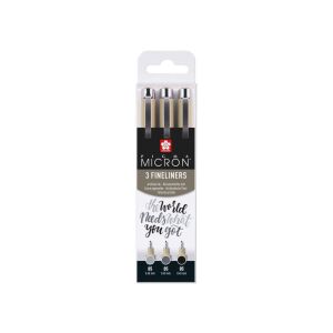 Sakura Pigma Micron 05 fineliner szett, 3 toll, fekete-szürke 139964305 - Sakura