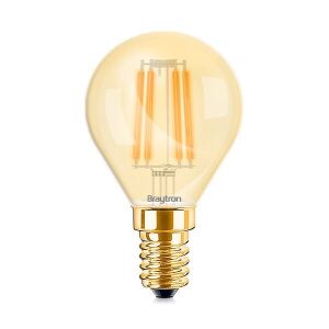 Braytron spherical Vintage filament LED-Lampe, 4W(32W), E14, G45, 350 lm, warmes Licht (2200K), gold, Energieklasse F