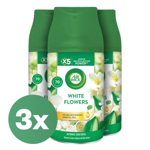 Air Wick Freshmatic White Flowers пълнител, 3 броя. Автоматичен спрей за освежаване на въздуха.