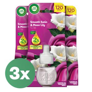 Air Wick Smooth Satin & Moon Lily Scented Oil Refill, 3-pack - Diffuser and Electric air freshener