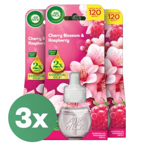Air Wick Cherry Blossom & Raspberry Scented Oil Refill, 3-pack - Diffuser and Electric air freshener