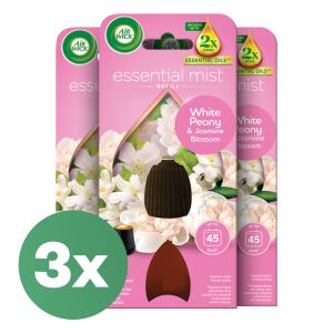 Air Wick Essential Mist Nachfüller, Weiße Pfingstrose und Jasminblüte, 3er Pack - Ätherisches Öl