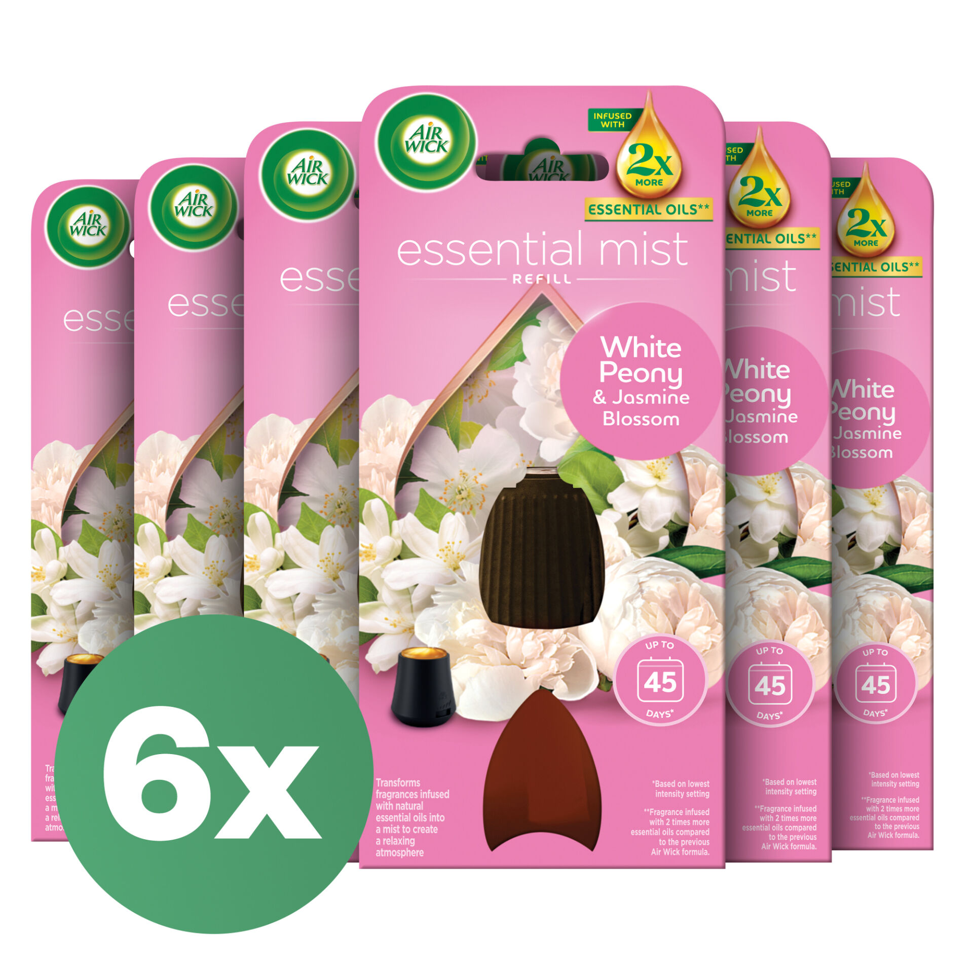 E-shop Náplň do aróma difuzéra - vôňa bielej pivonky a jazmínového kvetu 6x20ml