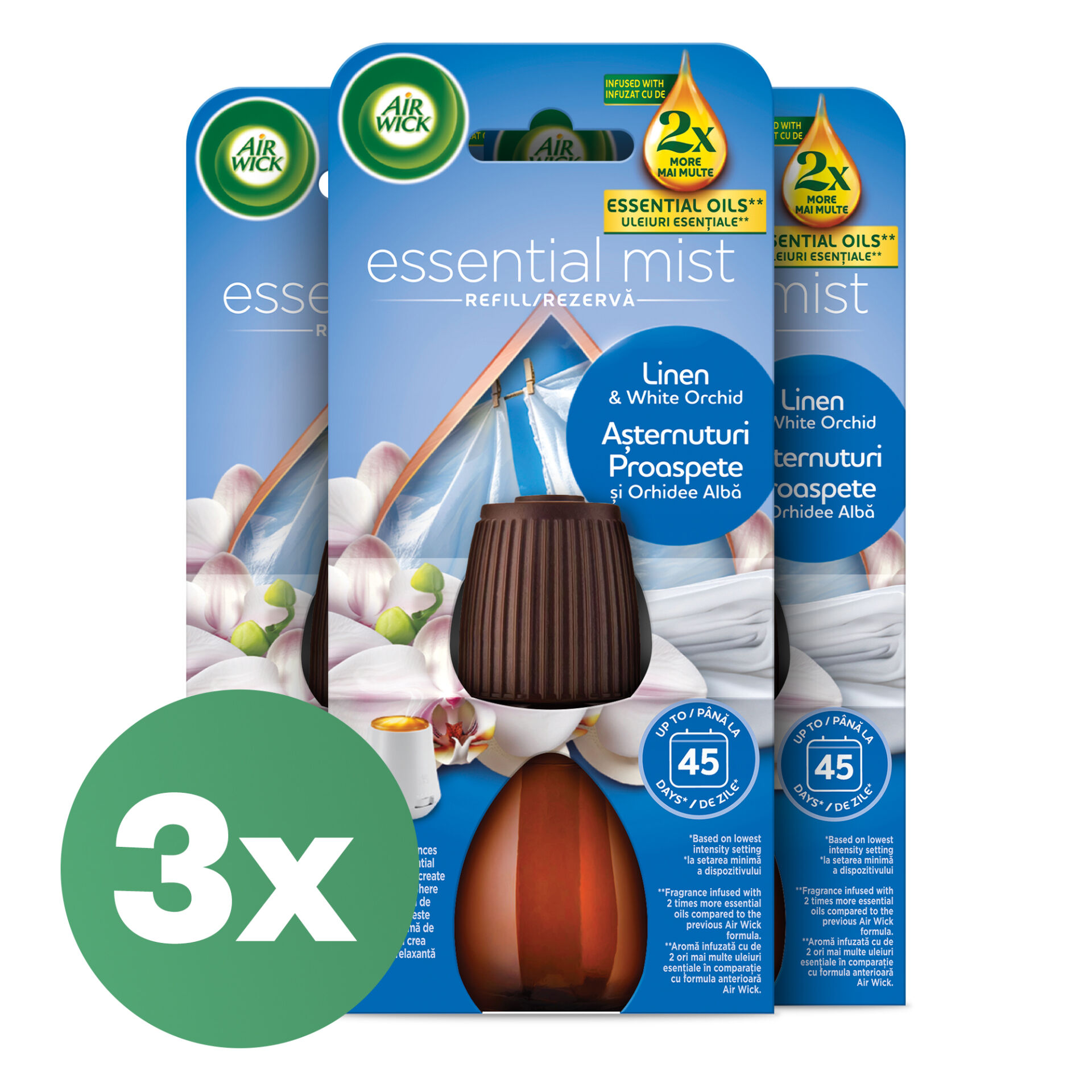 E-shop Air Wick náplň do aróma difuzéra pre bavlnu a bielu orchideu 3x20ml