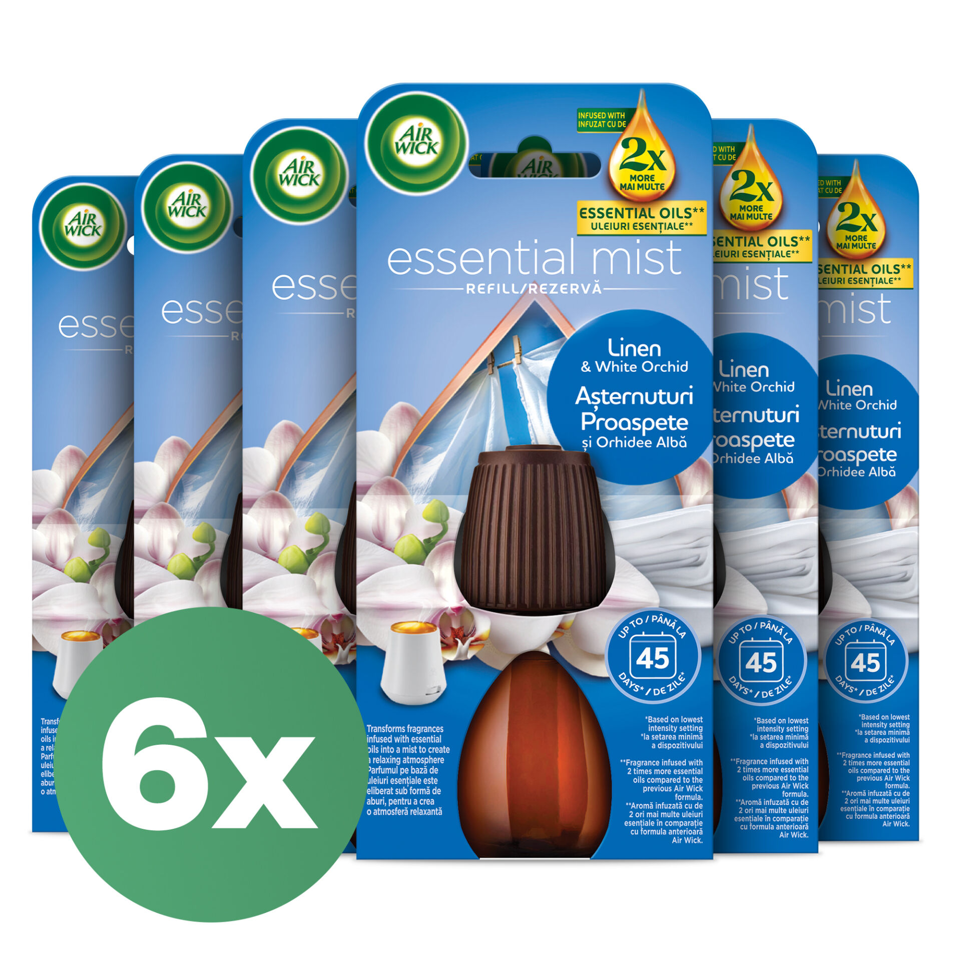 E-shop Air Wick náplň do aróma difuzéra pre bavlnu a bielu orchideu 6x20ml