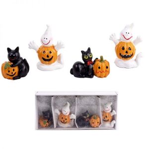 Halloween figurák tökkel készlet - 4 darabos 3,6x2,4 cm - poliresin 139980409 - Szezonális dekoráció
