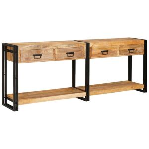 Konzolasztal 2 pcs Barna 200 x 33 x 75 cm Tömör nyers mangófa 139982209 - Konzolasztal
