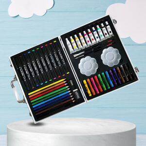 Nagy Gyermek Művészeti Készlet Zsírkréták Tollak Festékek Pasztellkréták Bőrönd XXL